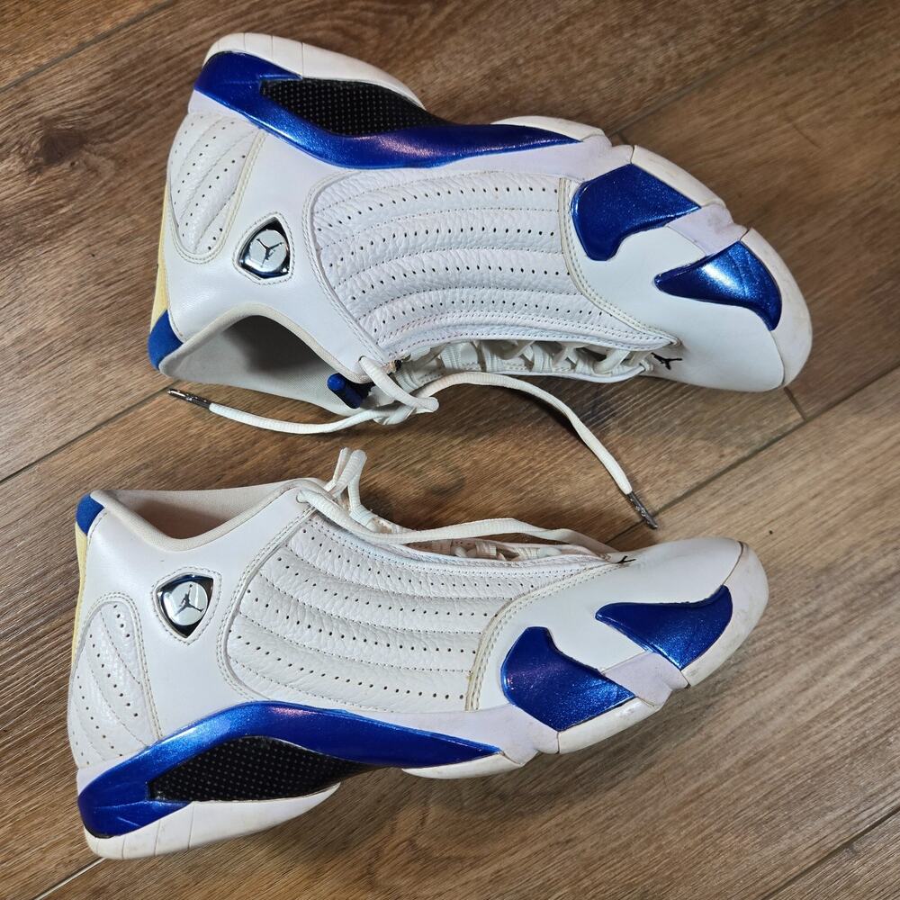 Air Jordan 14 Retro Hyper Royal Mens 10 White Blue Sneakers 487471-104 OG